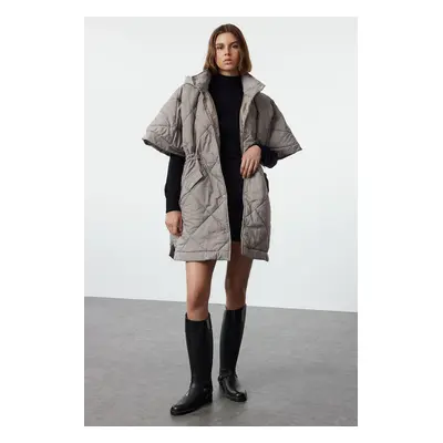 Trendyol Mink Oversize Poncho Quilted Coat