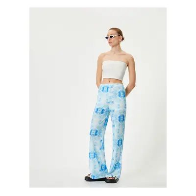 Koton Wide Leg Trousers Batik Patterned Normal Waist