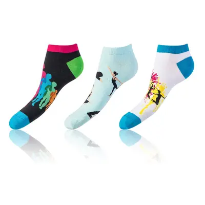 Sada tří párů unisex ponožek v černé, bílé a světle modré barvě Bellinda CRAZY IN-SHOE SOCKS 3x