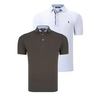 DUAL SET T8582 DEWBERRY MENS T-SHIRT-WHITE-KHAKI