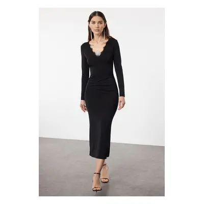 Trendyol Black Bodycon V-Neck Woven Dress