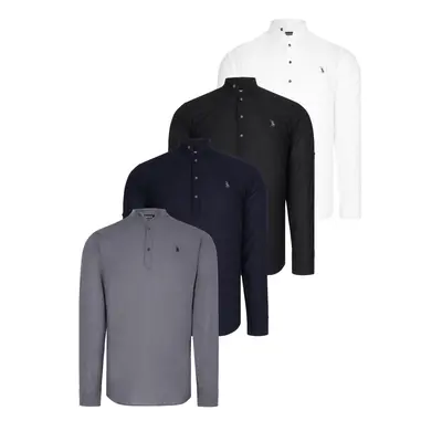 QUADRUPLE SET G783 DEWBERRY JUDGE COLLAR SHIRT-BLACK-WHITE-NAVY-ANTHRACITE