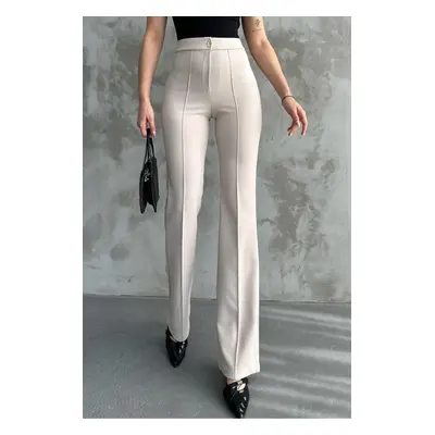 80272 Dewbery High Waist Slim Fit Wide Leg Pants-CREAM