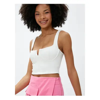 Koton Crop Bustier Underwire Square Collar Window Detailed.