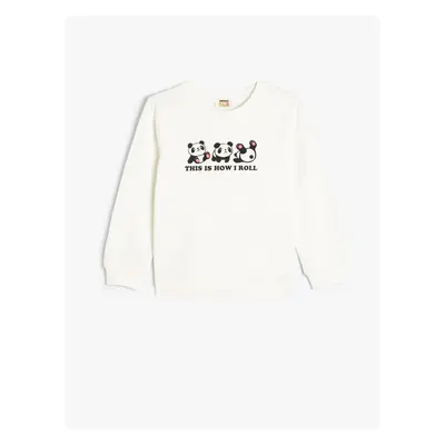 Koton Sweatshirt Long Sleeve Teddy Bear Printed Crew Neck Cotton