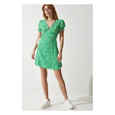 Happiness İstanbul Women's Green Patterned Viscose Woven Dress