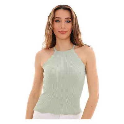 Z2022 DEWBERRY WOMEN'S CROOP BLOUSE-GREEN