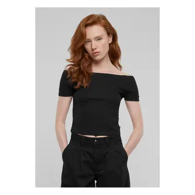 Dámské tričko Organic Off Shoulder Rib - černé