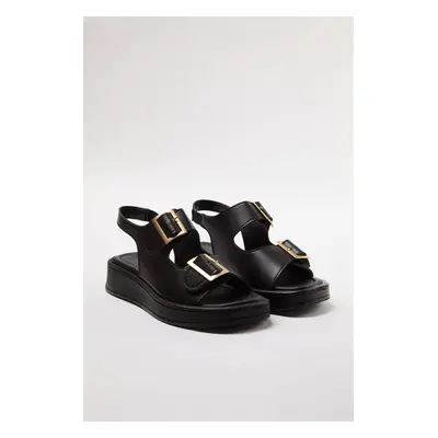 Trendyol Black Double Buckle Women's Chunky Sole Sandals