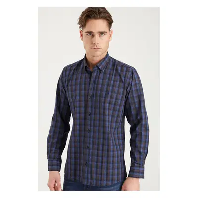 G703 DEWBERRY MEN'S SHIRT-NAVY-BROWN