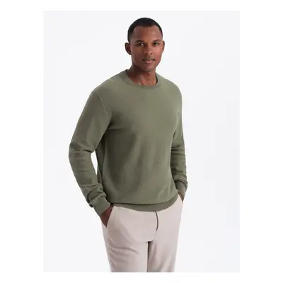 Ombre Men's RELAXED FIT knit sweater in diamond weave - olive