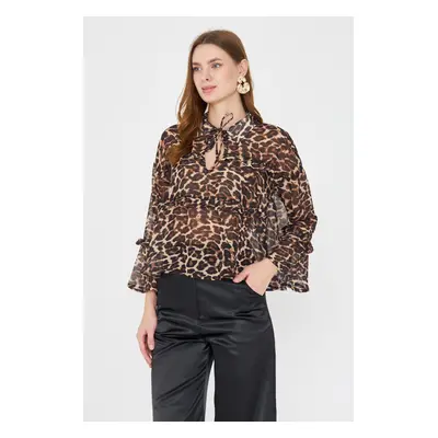 Trendyol Multicolored Leopard Print Chiffon Blouse