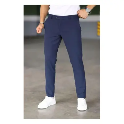 47676 Dewberry Italian Cut Elastic Fabric Mens Trousers-NAVY