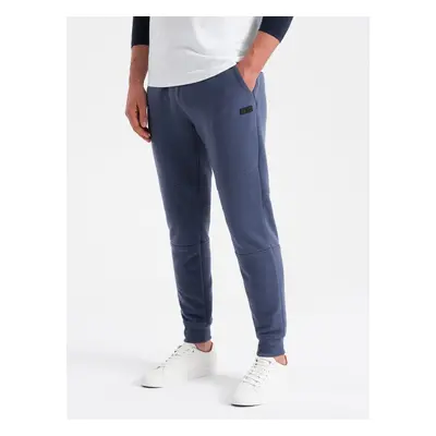 Ombre Men's sweatpants with ottoman fabric inserts - dark blue