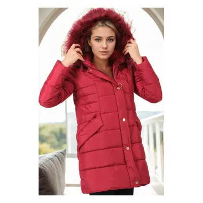 Z6745 DEWBERRY WOMEN'S COAT-BURGUNDY-1