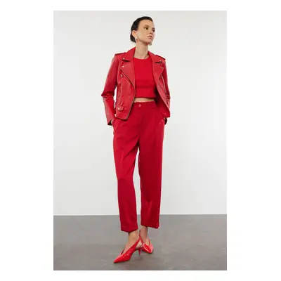 Trendyol Dark Red Balloon Pattern Woven Fabric Trousers