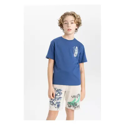 DEFACTO Boys' Crew Neck Printed Short Sleeve T-Shirt