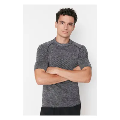 Trendyol Anthracite Slim Crew Neck bezešvé sportovní tričko