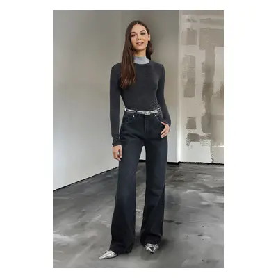 Trendyol Black High Waist Wide Leg Jeans