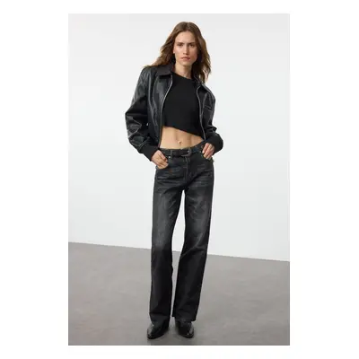 Trendyol Black Premium More Sustainable Normal Waist Wide Leg Jeans