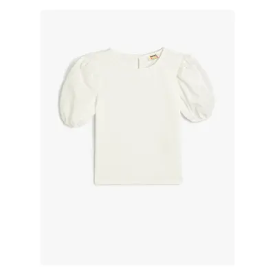 Koton T-Shirt Short Balloon Sleeves Round Neck