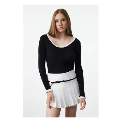 Trendyol Black Thin Color Block Knitwear Sweater