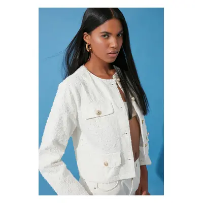 Trendyol White Button Detailed Denim Jacket