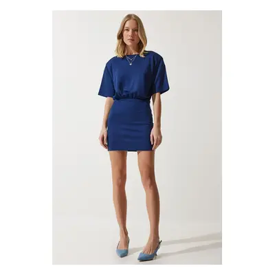 Happiness İstanbul Women's Cobalt Blue Padded Lycra Knitted Dress