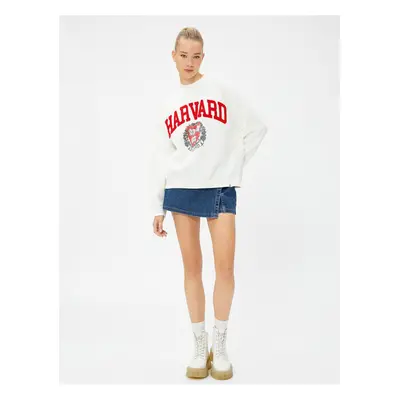 Koton College Sweatshirt Oversize Harvard Licensed Crew Neck