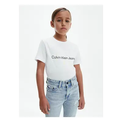 Bílé holčičí tričko Calvin Klein Jeans - Holky