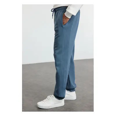 Trendyol Indigo Oversize/Wide Cut Fabric Mix Sweatpants