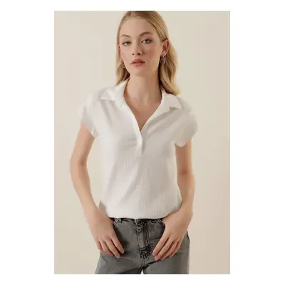 Bigdart Polo Knitted Blouse - White