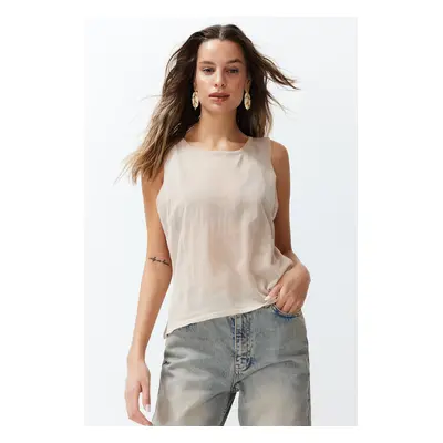 Trendyol Stone Transparent Detail Fine Knitwear Blouse