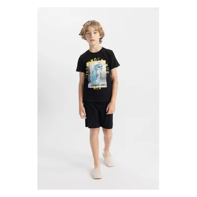 DEFACTO Boy's Printed Short Sleeve Pajama Set with Shorts