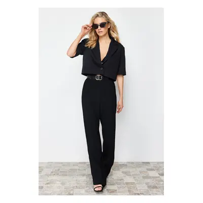 Trendyol Black Crop Short Sleeve Woven Blazer Jacket