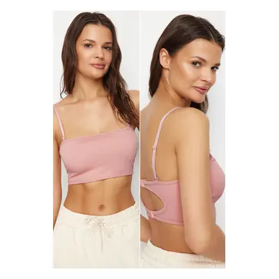 Trendyol Dark Skin Seamless Strapless Non-Padded Non-Uniform Cupped Strapless Knitted Bra