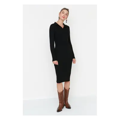 Trendyol Black Midi Knitwear Polo Neck Dress