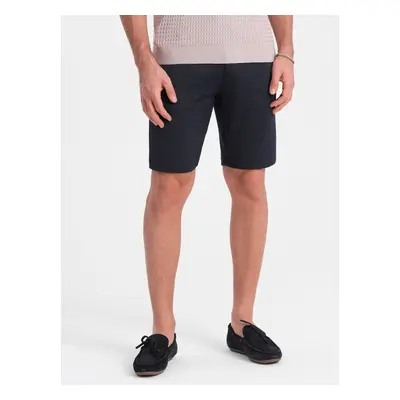 Ombre Men's structured knit shorts with chino pockets - navy blue