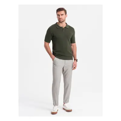 Ombre Men's chino pants with elastic waistband - light grey