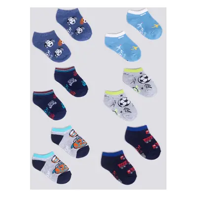 Yoclub Kids's Boys' Ankle Cotton Socks Patterns Colours 6-Pack SKS-0008C-AA00-003