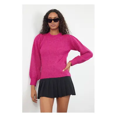 Trendyol Fuchsia Soft Textured Crew Neck Knitwear Sweater