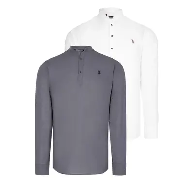 DOUBLE SET G783 DEWBERRY JUDGE COLLAR SHIRT-WHITE-ANTHRACITE