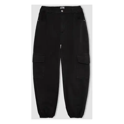 DEFACTO Cool Gabardine Jogger Pants Basic Plain Normal Waist Cargo Pocket