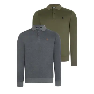 DOUBLE SET V4007 DEWBERRY MEN'S SWEATSHIRT-ANTHRACITE-KHAKI