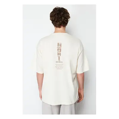 Trendyol Stone Oversize/Wide Cut Back Printed 100% T-shirt