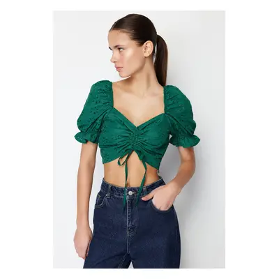 Trendyol Green Gather Detailed Woven Blouse