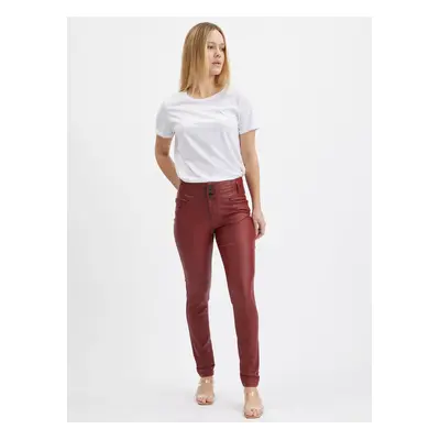 Orsay Vínové dámské skinny fit kalhoty - Dámské