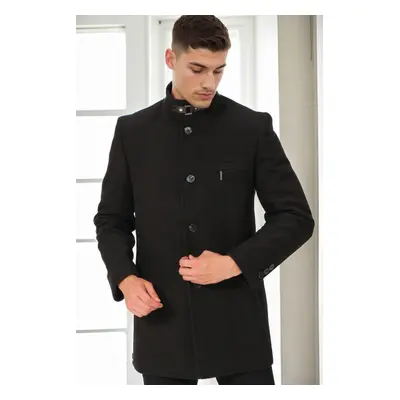 PLT8367 DEWBERRY MEN'S COAT-PLAIN BLACK-2