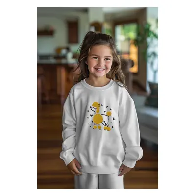 Trendyol Ecru*001 Girl Printed Crew Neck Cotton Knitted Sweatshirt