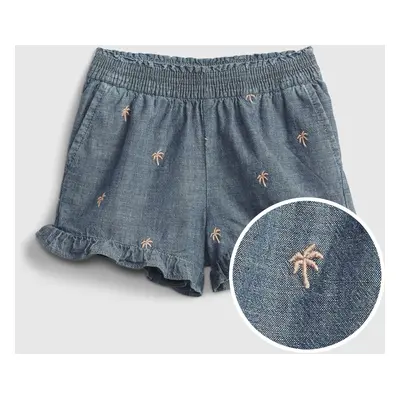 GAP Dětské kraťasy chambray ruffle pull-on shorts - Holky